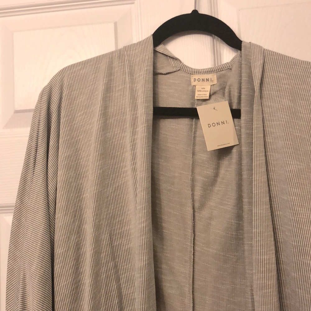 Grey/White Stripe Donni Cardigan OS